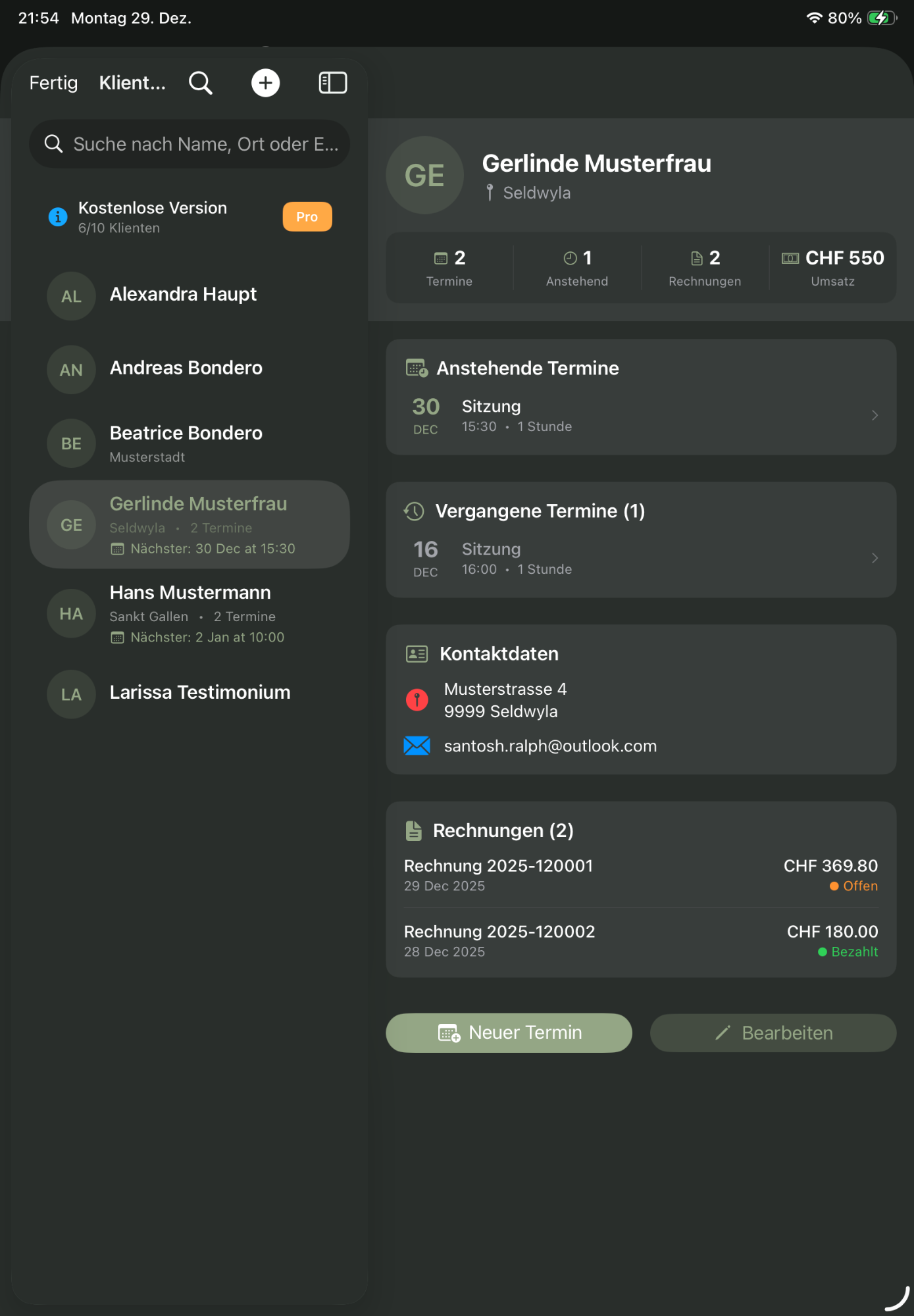 LinFakt Klientenverwaltung