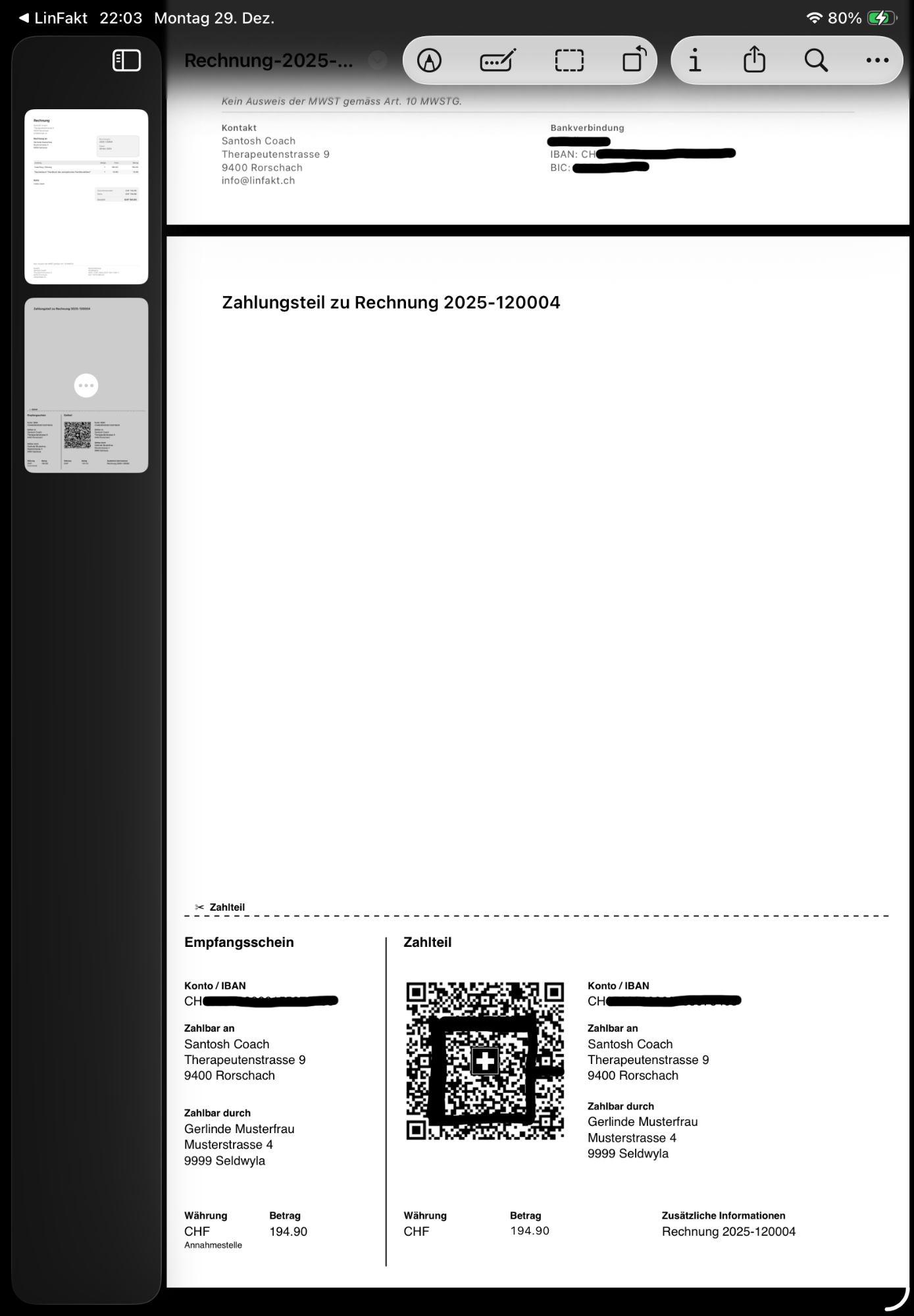 LinFakt Swiss QR-Bill